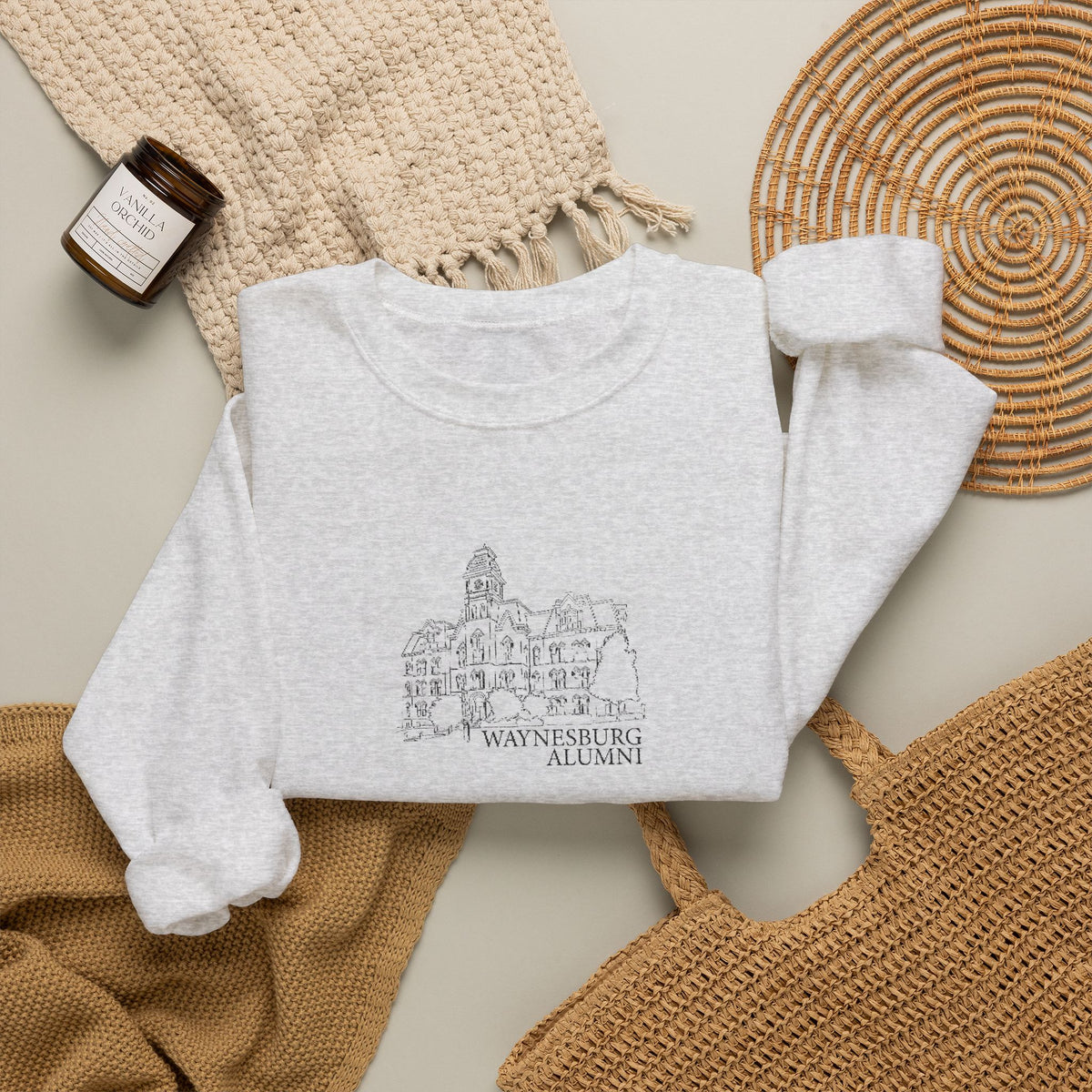 Miller Hall Embroidered Crewneck - Waynesburg Alumni