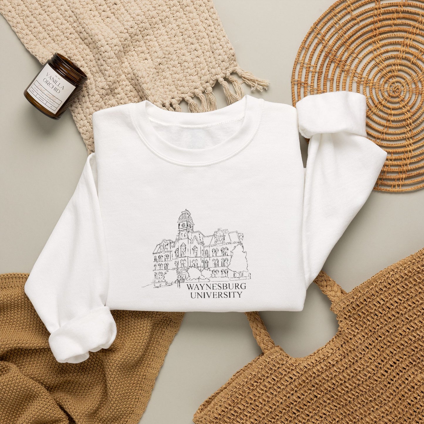 Miller Hall Embroidered Crewneck - Waynesburg University