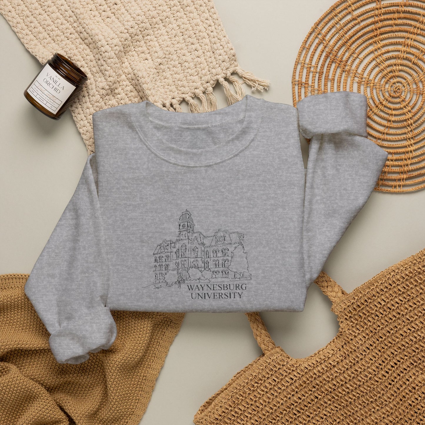 Miller Hall Embroidered Crewneck - Waynesburg University