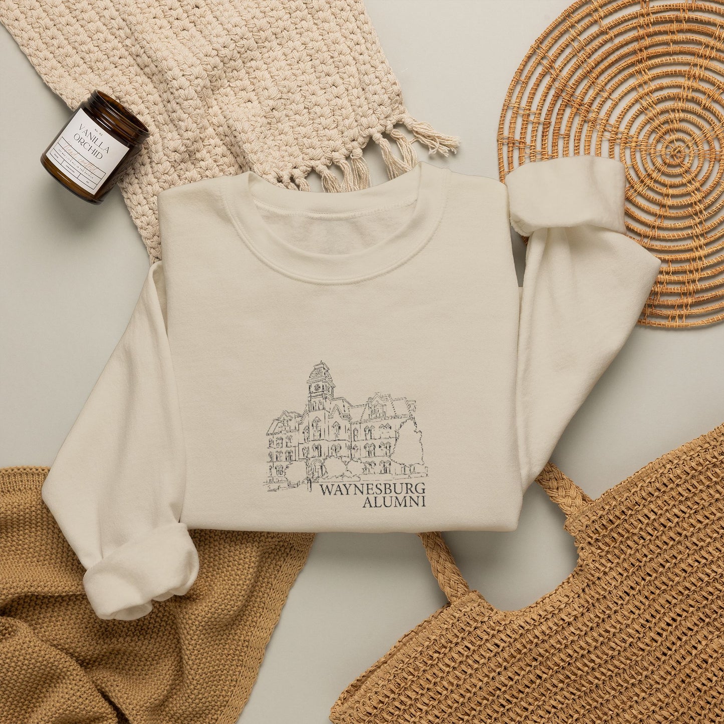 Miller Hall Embroidered Crewneck - Waynesburg Alumni